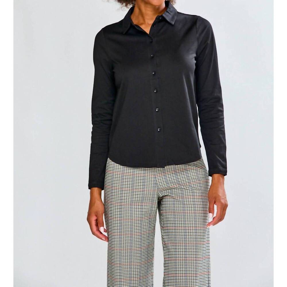 NEW INCASHMERE long sleeve cotton knit shirt in black